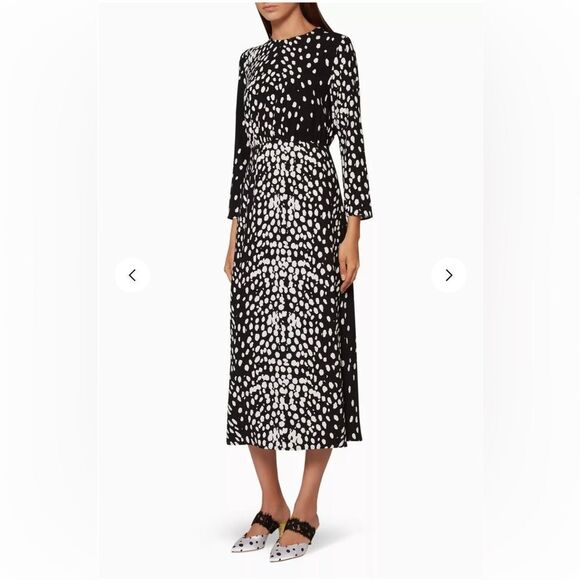 Elegant Black and White Polka Dot Dress - Picture 1 of 10
